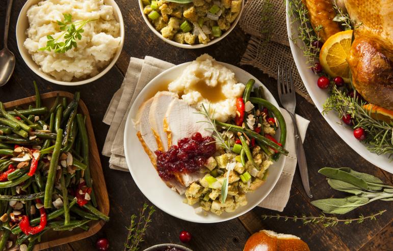 Thanksgiving feast thoughtfully prepared by a caregiver