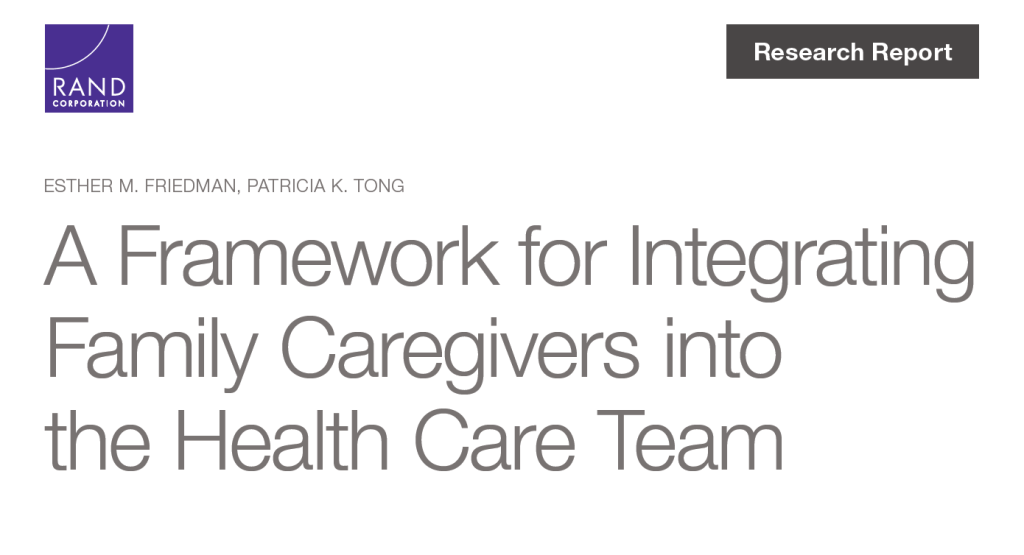 A framework for integrating family caregivers into the health care team