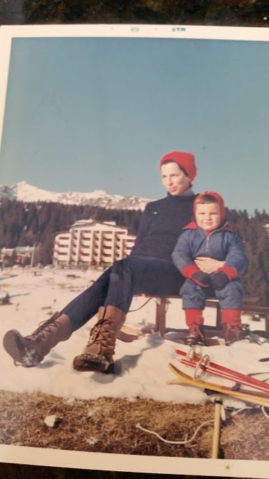 An old family picture of what is now a caregiver daughter and her mother