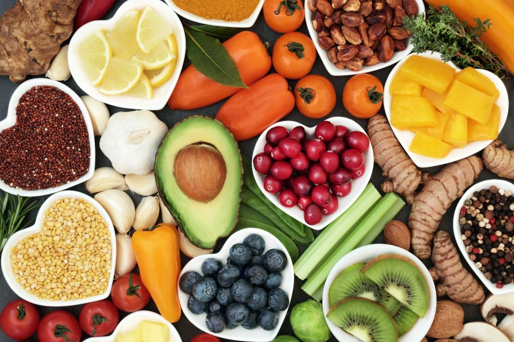 A colorful spread of fruits and vegetables