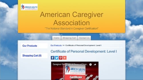 American Caregiver Association-Certificate of Personal Development-Level I-min