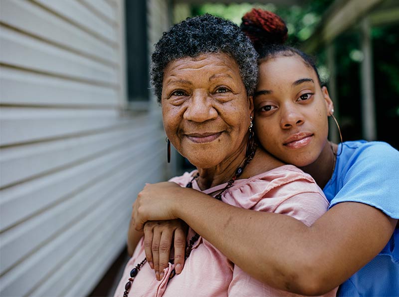 Grandmother grandaughter hug, from American Stroke Association 