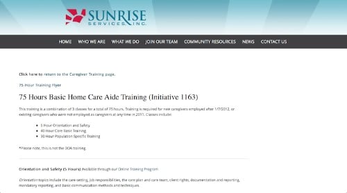 Sunrise Services-75 Hours Basic Home Care Aide Training-min